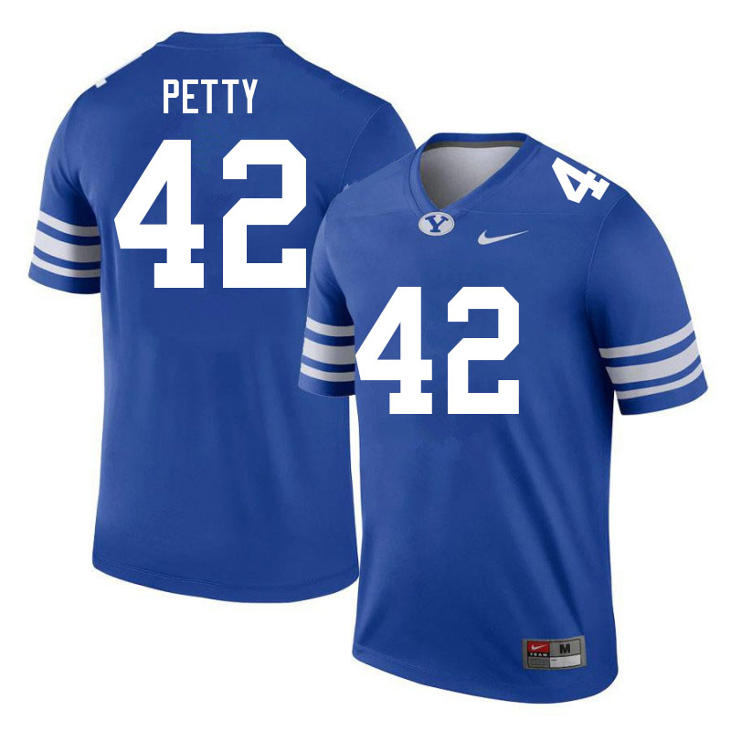Men #42 Mikey Petty BYU Cougars College Football Jerseys Sale-Royal - Click Image to Close